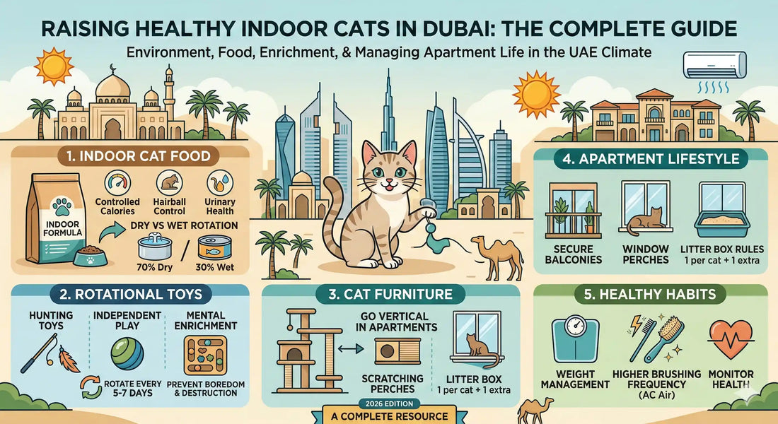 Indoor Cat Guide Dubai: Food, Toys & Tips for Apartment Cats